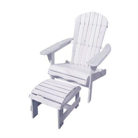W HOME 27 in. Adirondack Chair with Ottoman, White SW1912WT-CHOT